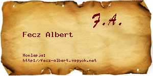 Fecz Albert névjegykártya